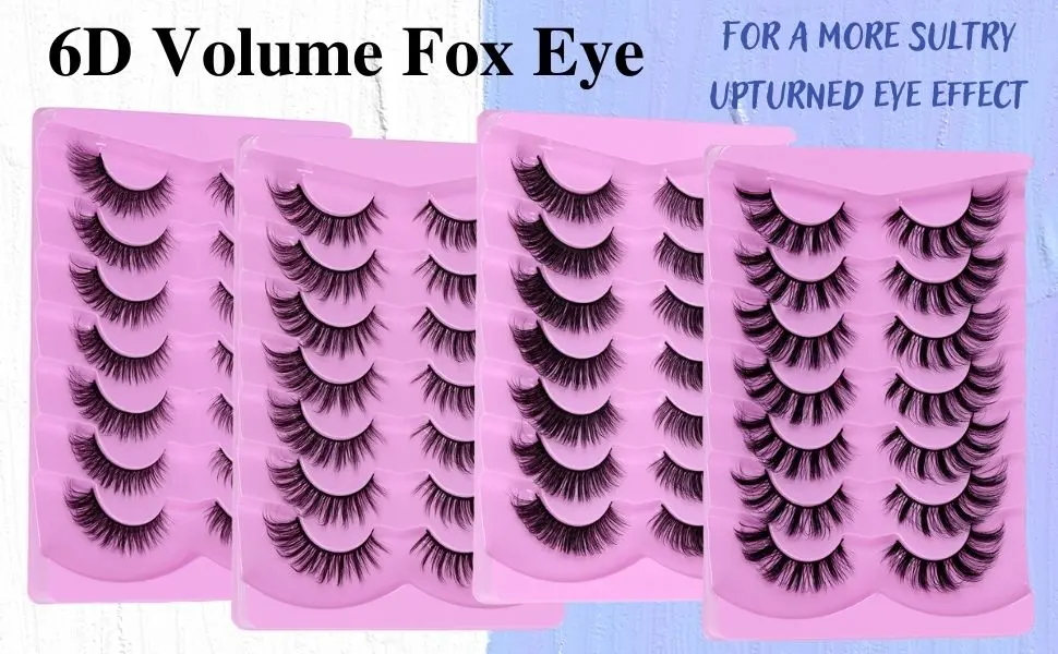 DSLONG Cat Eye Lashes Natural Fluffy Fox Eye Lashes 3D Curl Multi Layered Wispy False Lashes End Eye Elongated Effect Cat Eye Manga Lashes Look Like Eyelashes Extension (C02) - Look Like Eyelashes Extension
