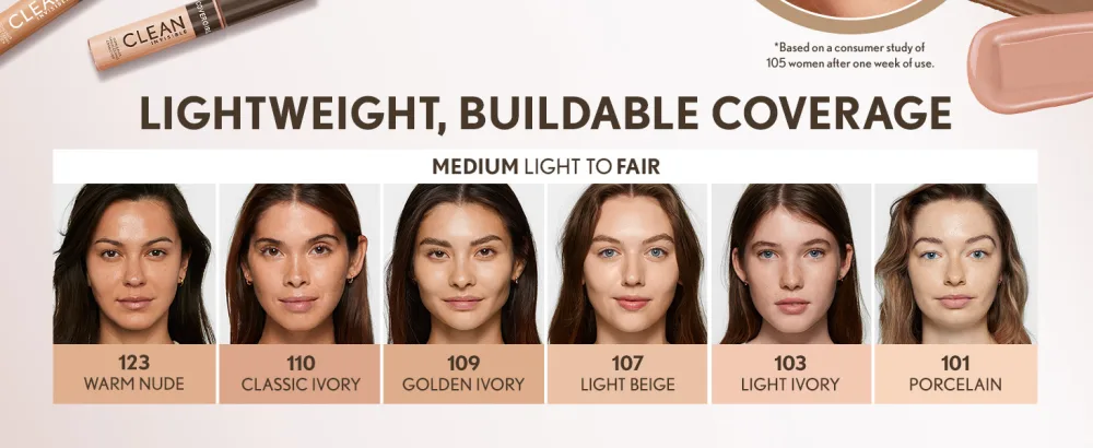 Covergirl Clean Invisible Concealer  Lightweight  Hydrating  Vegan Formula  Classic Beige 130  0.23oz - CLEAN INVISIBLE CONCEALER