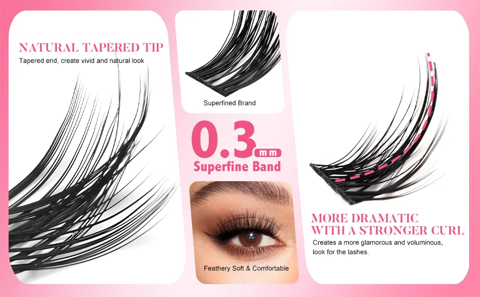 Fowendia Lash Clusters 72 Pcs Cluster Lashes Eyelash Clusters DIY Cluster Eyelash Extensions C D Curl Individual Lashes Soft and Thin Band Eyelashes (C-10mm) C-10mm E01 - clusterlashes