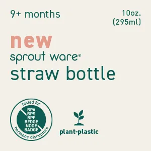 Green Sprouts  Sprout Ware  Straw Bottle 10oz  6mo+  Plant-Plastic  Platinum-Cured Silicone  Dishwasher Safe  Grows with Baby  Tested for Hormones - Blueberry - sprout ware straw bottle