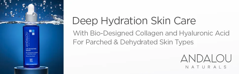 Andalou Natural  On The Go Essentials - The DEEP HYDRATION Routine  Travel Friendly  TSA- Approved  Reusable Bag (4 Pcs) - Andalou Naturals Deep Hydration