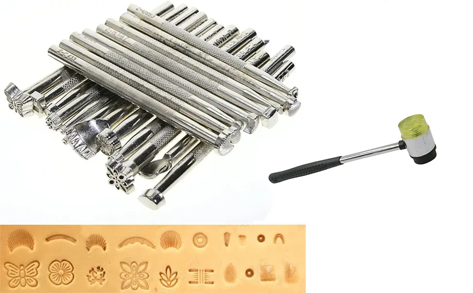 Leather Stamp Tools Punch Set  Carving Leather Craft Stamp Tools for Leather Craft DIY Working 21pcs - Leather Stamping Tools