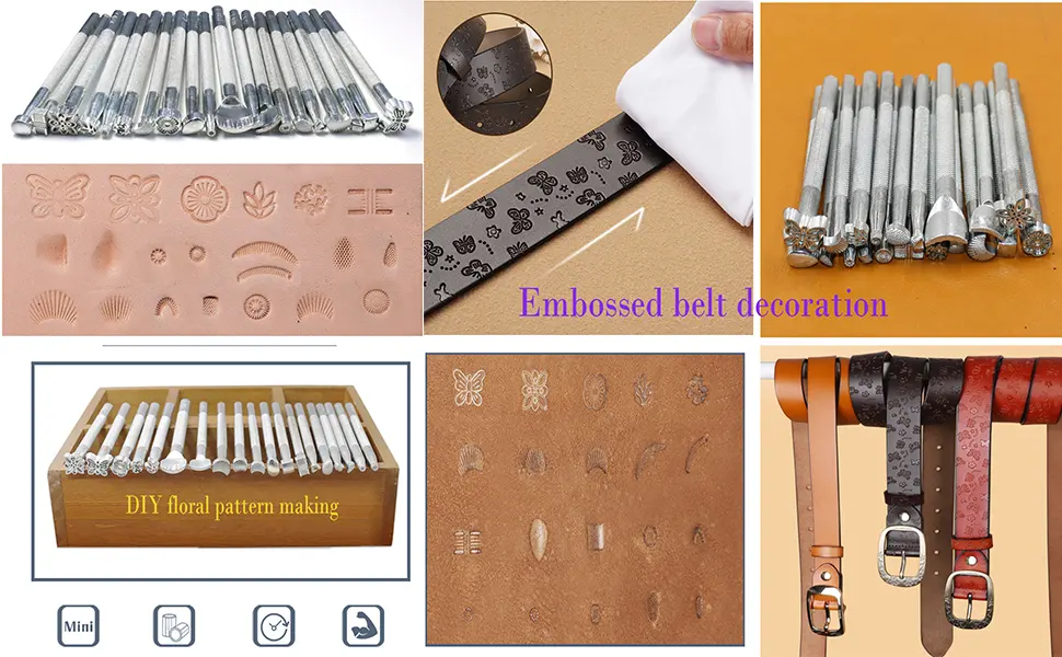 Leather Stamp Tools Punch Set  Carving Leather Craft Stamp Tools for Leather Craft DIY Working 21pcs - Stamp Punch Set