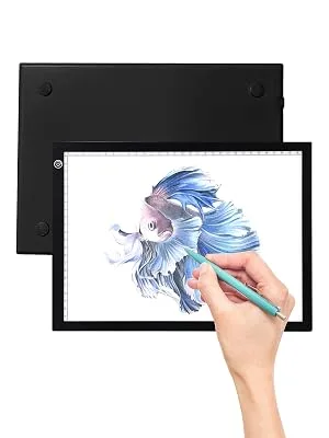RTjoy A4 LED Light Pad  USB Powered Drawing Board  Adjustable Brightness Tracing Box Ideal for Diamond Painting  Weeding Vinyl  Viewing Slides  Stenciling  Embossing  Quilting Stencils (Black) A4 Light Pad (Black) - light pad