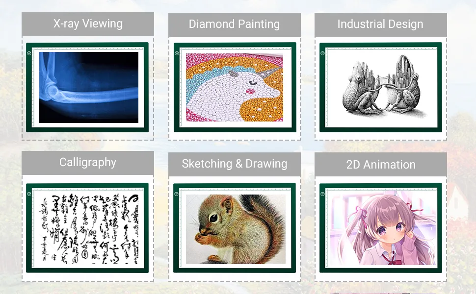 RTjoy A4 LED Light Pad  USB Powered Drawing Board  Adjustable Brightness Tracing Box Ideal for Diamond Painting  Weeding Vinyl  Viewing Slides  Stenciling  Embossing  Quilting Stencils (Green) A4 Light Pad (Green) - light tables