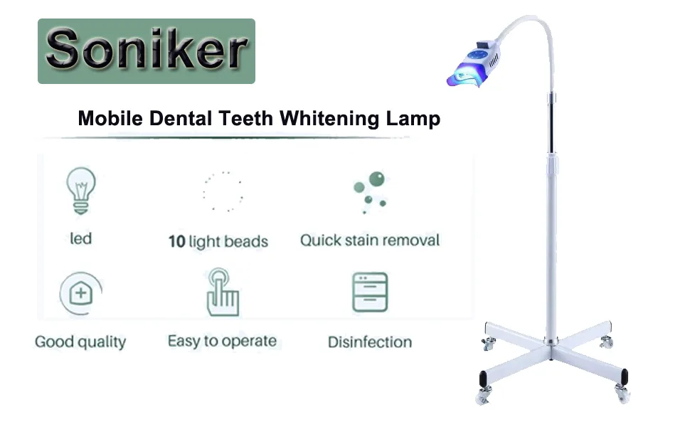 Mobile Dental Teeth Whitening Light Kit Professional Machine 36w 10 Led Teeth Whitening Lamp Stand  Portable Blue Light Cold Light Bleaching Accelerator Teeth Whitener Floor Standing Type-US Ship - teeth whitening lamp