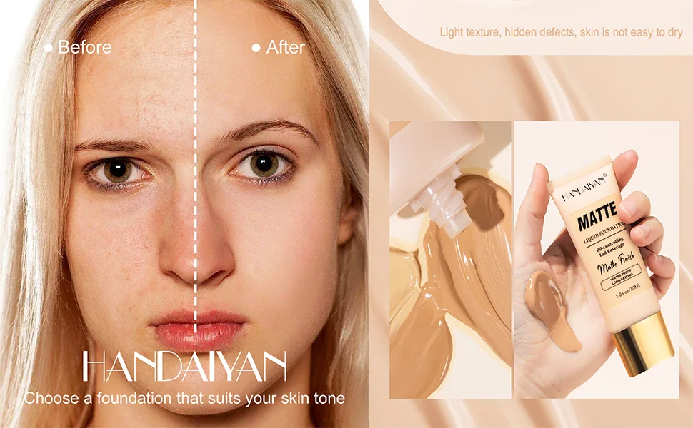 Matte Liquid Foundation Full Coverage  Longwear Foundation BB Cream  Long Lasting Concealer Makeup Poreless Liquid Foundation  Matte Finish  Lightweight Non-stick Natural Concealer Oil Free Moisturizing Foundation Cream ... - Concealer Matte Liquid Foundation Full Coverage,Liquid Foundation for Face Concealer Hold Makeup