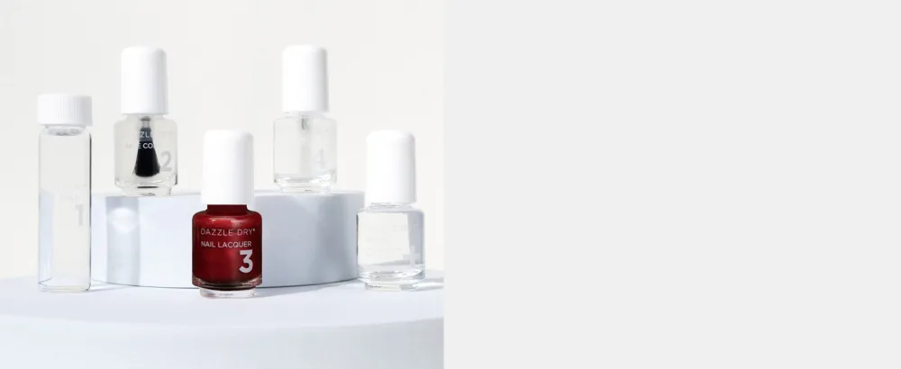 Dazzle Dry Complete Starter Mini Kit | Step 1 - Nail Prep  Step 2 - Base Coat  Step 4 - Top Coat  Transform - Ridge Filler & Revive - Polish & Top Coat Thinner. - mini system