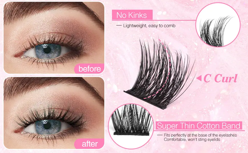 Individual Lashes Cluster Eyelash Extensions Lashes Natural Look C Curl Eye Lash Clusters Mink Wispy Fluffy 12mm DIY False Eyelashes by EYDEVRO  60 Clusters - individual Lashes Natural Look