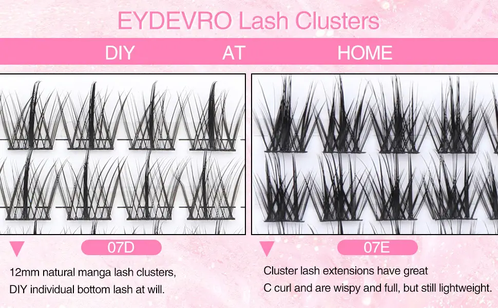 Individual Lashes Cluster Eyelash Extensions Lashes Natural Look C Curl Eye Lash Clusters Mink Wispy Fluffy 12mm DIY False Eyelashes by EYDEVRO  60 Clusters - individual Lashes Natural Look