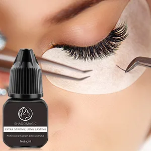 Extra Strong Eyelash Extension Glue for False Eye Lash Extensions Professional Use 5ml 1-2S Dring Time & 8 Weeks Retension  Low Fume Max Bonding Black Adhesive for Semi Permanent Eyelash Extension - shadomagic eyelash extension glue