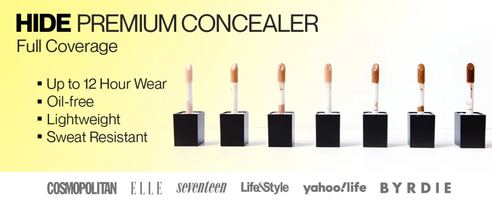 HIDE PREMIUM Liquid Multi-Use Concealer  SEE SHADE FINDER Below For Perfect Match  Large Bottle 0.5 fl. oz. - Full Coverage Concealer Makeup for Acne Dark Spots Dark Circles Hyperpigmentation and Blemishes Oil Free Conce... - hide premium concealer