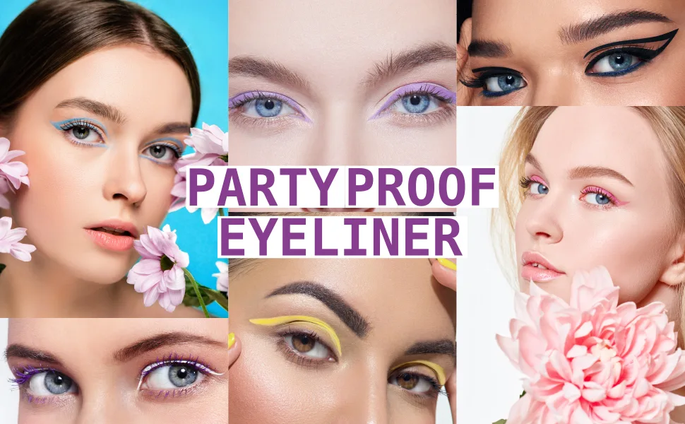Ruby Kisses Party Proof Eyeliner  Pastel Colors Premium Felt-tip Waterproof Long-lasting Eyeliner (Pink Smoothie) - Color Eyeliner