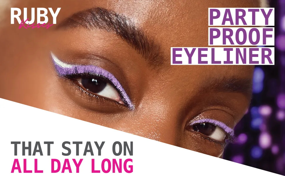 Ruby Kisses Party Proof Eyeliner  Pastel Colors Premium Felt-tip Waterproof Long-lasting Eyeliner (Pink Smoothie) - Party Proof Eyeliner Model