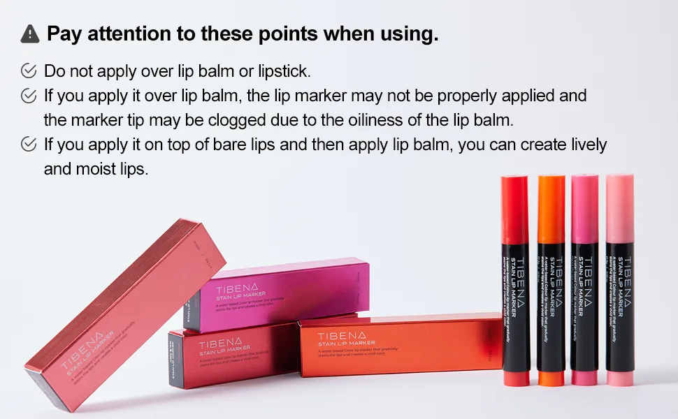 TIBENA Stain Lip Marker  Water Based Lip Color  Long Lasting Color  Smudge Proof  0.1 Ounce  Dear Pink - attention