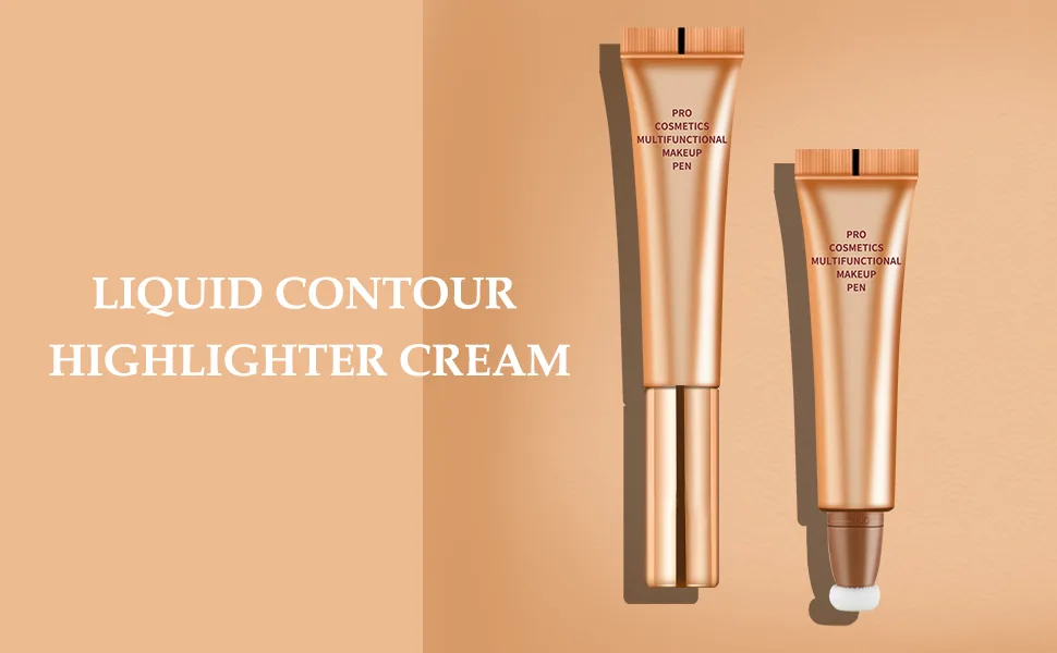 Boobeen Liquid Highlighter Makeup  Face Cream Highlighter with Cushion Applicator  Matte Cream Illuminator for Face Shaping & Brightening  Easy to Create 3D Face Makeup 02 - highlighter makeup pen shimmer contour stick illuminator cream liquid bronzer makeup shadow gel