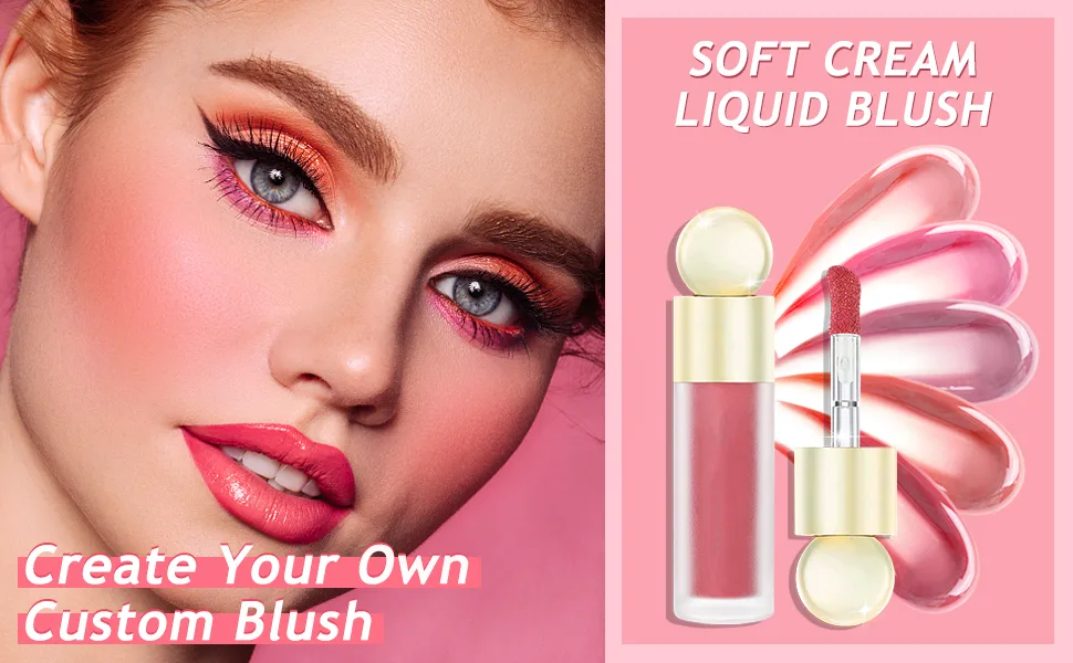 Ofanyia Liquid Blush  Soft Cream Blush Face Makeup  Moisturizing Lightweight Blendable Feel  Natural-Looking  Easy to Blend Soft Velvet Liquid Blusher for Cheek (02) - SOFT CREAM LIQUID BLUSH