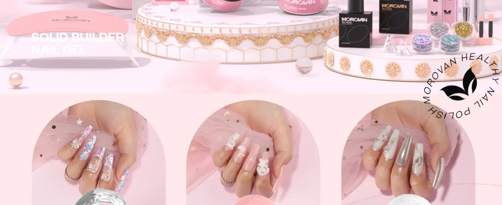 Morovan Solid Builder Gel For Nails- 3 Colors Solid Builder Nail Gel Kit Non Stick Builder Gel For Nails With Nail Tips Chrome Powder Glitter Sequins Solid Gel Nail Glue for Press On Nails Fake Nails Strengthen Nail Art ... - product information 2
