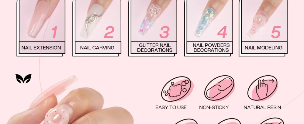 Morovan Solid Builder Gel For Nails- 3 Colors Solid Builder Nail Gel Kit Non Stick Builder Gel For Nails With Nail Tips Chrome Powder Glitter Sequins Solid Gel Nail Glue for Press On Nails Fake Nails Strengthen Nail Art ... - product information 4