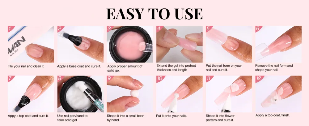 Morovan Solid Builder Gel For Nails- 3 Colors Solid Builder Nail Gel Kit Non Stick Builder Gel For Nails With Nail Tips Chrome Powder Glitter Sequins Solid Gel Nail Glue for Press On Nails Fake Nails Strengthen Nail Art ... - product information 8