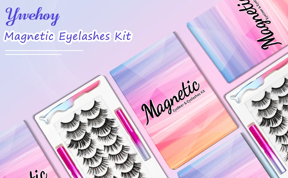 Magnetic Eyelashes Kit  Lashes Natural Look  Reusable False Eyelashes  Magnetic Eyelashes with Eyeliner  2 Magnetic Eyeliners & Tweezers - Magnetic eyelashes kit