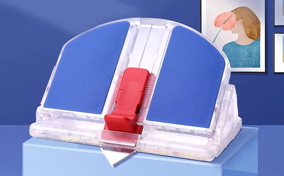 Mat Cutter 45 & 90 Degree Bevel Mat Board Cutter with 3 Replacement Blades Professional Beveled Cut tool for Art Picture Framing Foam board Card board (Blue + 3 Replacement Blades) - product information 1