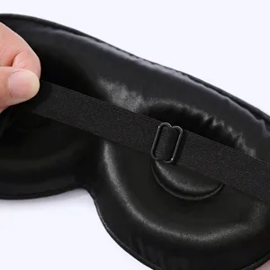ZIMASILK Adjustable Pure Mulberry Silk Sleep Mask  3D Contoured Cup Eye Mask for Sleeping  Super Soft Breathable Blindfold  Perfect Blocks Light for Sleeping. (Black) - eye mask