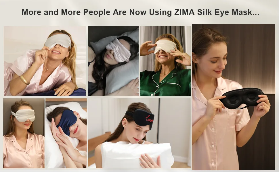 ZIMASILK Adjustable Pure Mulberry Silk Sleep Mask  3D Contoured Cup Eye Mask for Sleeping  Super Soft Breathable Blindfold  Perfect Blocks Light for Sleeping. (Black) - silk eye sleeping mask