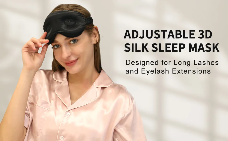ZIMASILK Adjustable Pure Mulberry Silk Sleep Mask  3D Contoured Cup Eye Mask for Sleeping  Super Soft Breathable Blindfold  Perfect Blocks Light for Sleeping. (Black) - silk sleep mask