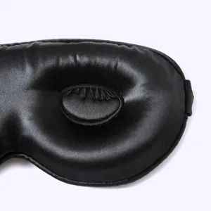 ZIMASILK Adjustable Pure Mulberry Silk Sleep Mask  3D Contoured Cup Eye Mask for Sleeping  Super Soft Breathable Blindfold  Perfect Blocks Light for Sleeping. (Black) - sleep mask