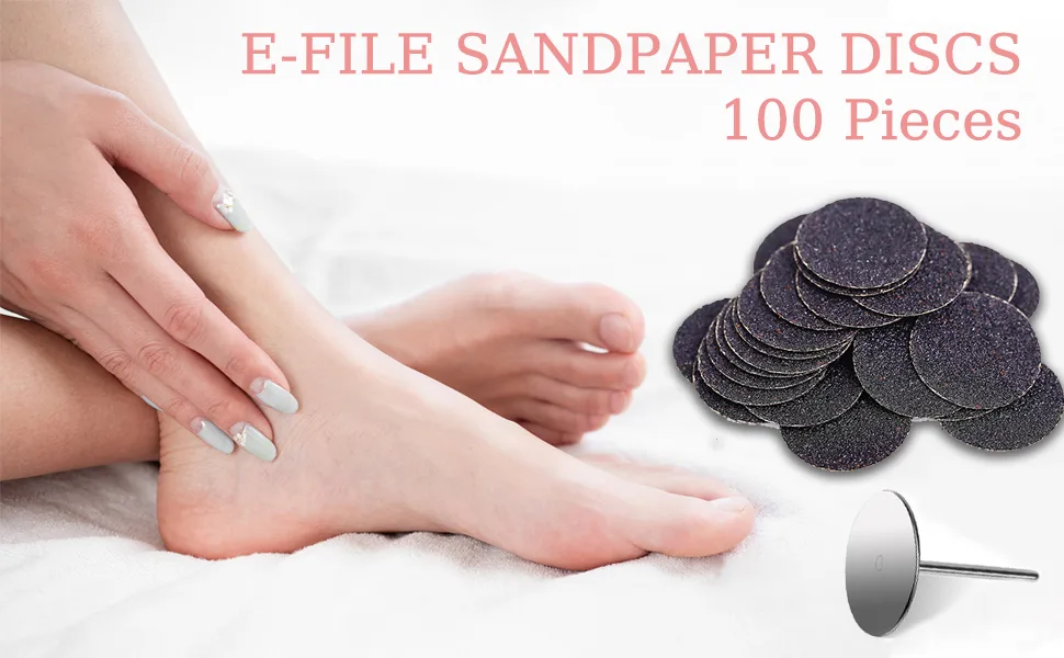 C12rtive 100pcs Replacement Sandpaper Discs & Stainless Steel Drill bit Set 180Grit Replaceable Sanding Discs Refill for 25mm Round Electric Foot File(180Grit) - sandpaper discs