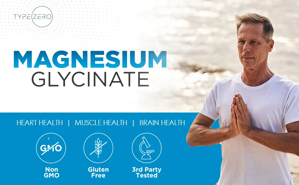 Type Zero Magnesium Glycinate (420mg | 180 Capsules) Pure  Non-GMO  Gluten Free  Natural High Absobtion Magnesium Supplement - Type Zero Magnesium Glycinate