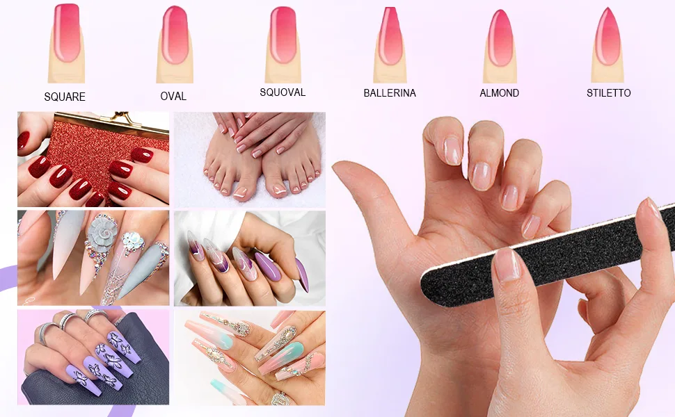 Nail File and Buffer Professional Manicure Tools Kit Emery Board & Nail Buffer Blocks Double Sided Reuseable 100/180 Grit 10Pcs for Home and Salon Use(Purple) - 100/180 grit nail files limas para uñas buffers for acrylic nails nail shaper mini nail files