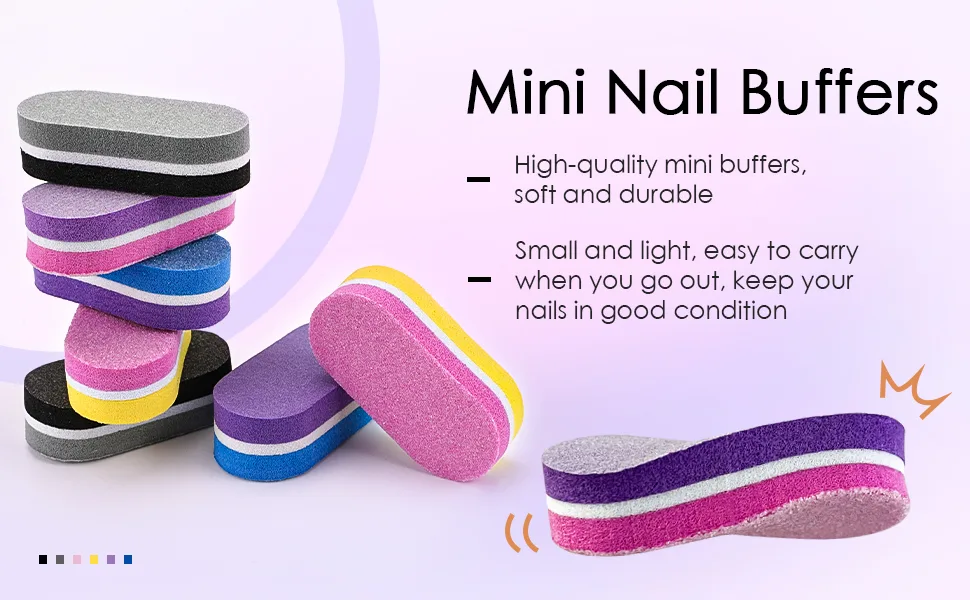Nail File and Buffer Professional Manicure Tools Kit Emery Board & Nail Buffer Blocks Double Sided Reuseable 100/180 Grit 10Pcs for Home and Salon Use(Purple) - nail files for acrylic nails finger nail file boards emery boards for nails buffer block