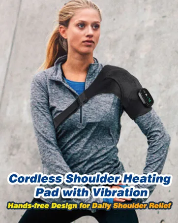 AFDEAL Cordless Shoulder Heating Pad  Heated Shoulder Brace with Vibration  Heating Shoulder Wrap with 3 Vibration and Temperature Settings  LED Display Black - heating pads