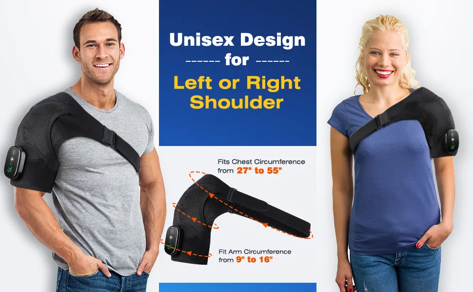 AFDEAL Cordless Shoulder Heating Pad  Heated Shoulder Brace with Vibration  Heating Shoulder Wrap with 3 Vibration and Temperature Settings  LED Display Black - heating shoulder wrap