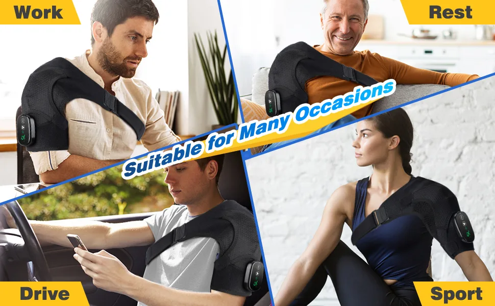 AFDEAL Cordless Shoulder Heating Pad  Heated Shoulder Brace with Vibration  Heating Shoulder Wrap with 3 Vibration and Temperature Settings  LED Display Black - heating shoulder wrap