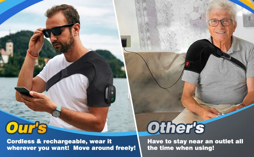 AFDEAL Cordless Shoulder Heating Pad  Heated Shoulder Brace with Vibration  Heating Shoulder Wrap with 3 Vibration and Temperature Settings  LED Display Black - product information 15