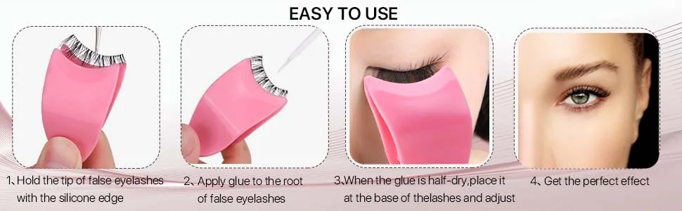 Miuffue Eyelash Applicator Tool 35mm Width Lash Applicator Clip  1PCS Eyelash Tweezers for False Lashes  Pink - easy to apply lashes