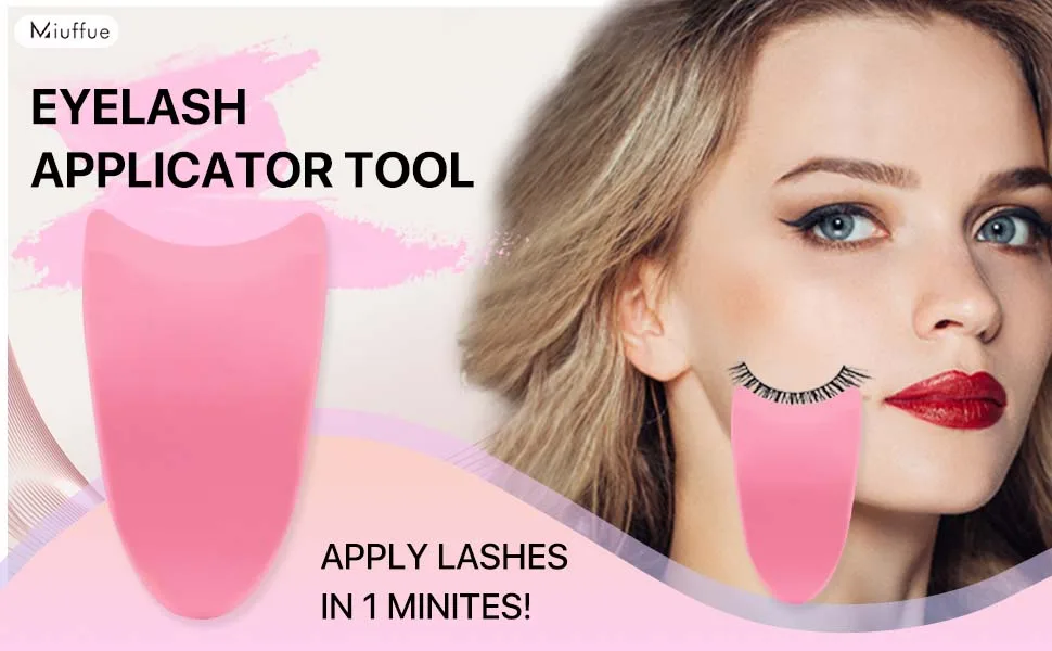 Miuffue Eyelash Applicator Tool 35mm Width Lash Applicator Clip  1PCS Eyelash Tweezers for False Lashes  Pink - EYELASH APPLICATOR TOOL