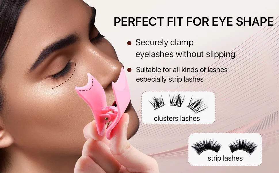 Miuffue Eyelash Applicator Tool 35mm Width Lash Applicator Clip  1PCS Eyelash Tweezers for False Lashes  Pink - Perfect fit for eye shape