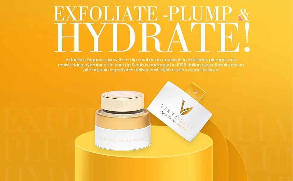 Virtuelle Lip Scrub- 100% Natural Lip Scrub - Organic Luxury 3-in-1 lip scrub - Exfoliate  Plump And Hydrate Chapped Lips (Cinnamon Vanilla  17 grams) - exfoliate
