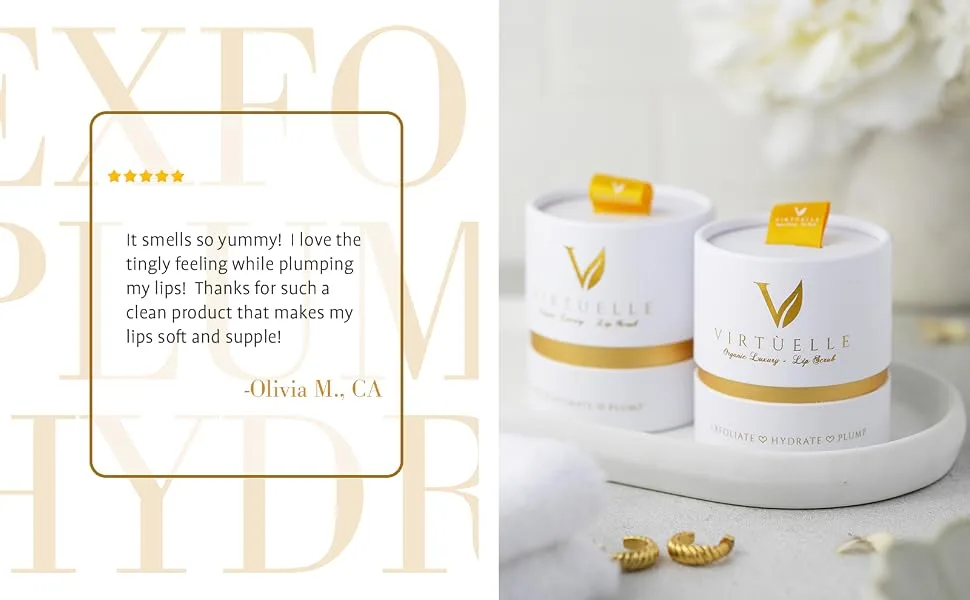 Virtuelle Lip Scrub- 100% Natural Lip Scrub - Organic Luxury 3-in-1 lip scrub - Exfoliate  Plump And Hydrate Chapped Lips (Cinnamon Vanilla  17 grams) - feedback