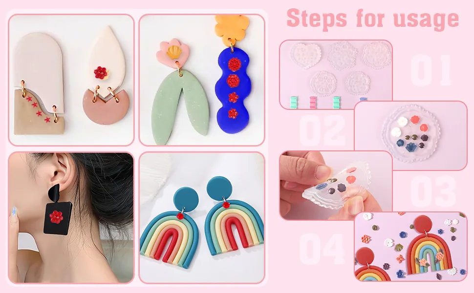 Flower Polymer Clay Molds  Flower&Leaf Polymer Clay Cutters Clay Molds Mini Rose Daisy Polymer Clay Molds for Polymer Clay Earrings Decor Jewelry Making - product information 3