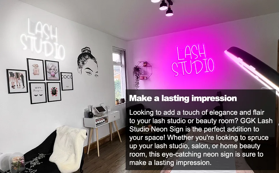 Lash Studio Neon Sign Lashes Room Decor LED Neon Light Business Neon Signs for Lash Lounge  Studio  Beauty Salon  Office Decorations (Lash Studio - White) - lash studio neon sign for lash room decor