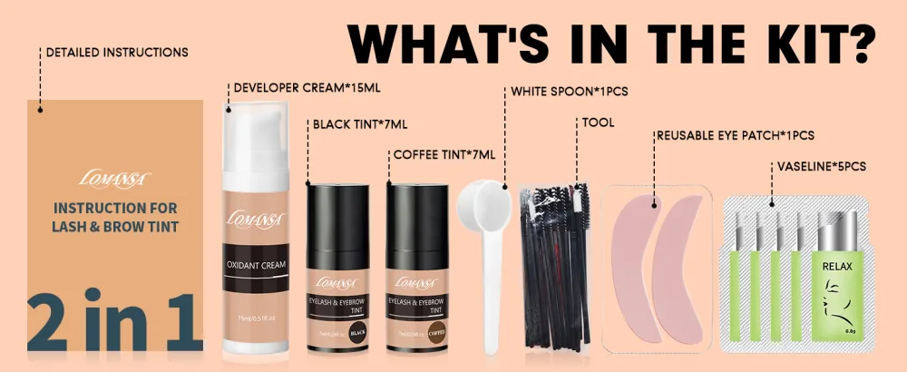 Lomansa Eyelash Color Kit Black Coffee  Instant Cream Hair Lashes Coloring  Salon Quality and Natural-Looking Effects with All Tools Black/Coffee - easy to use