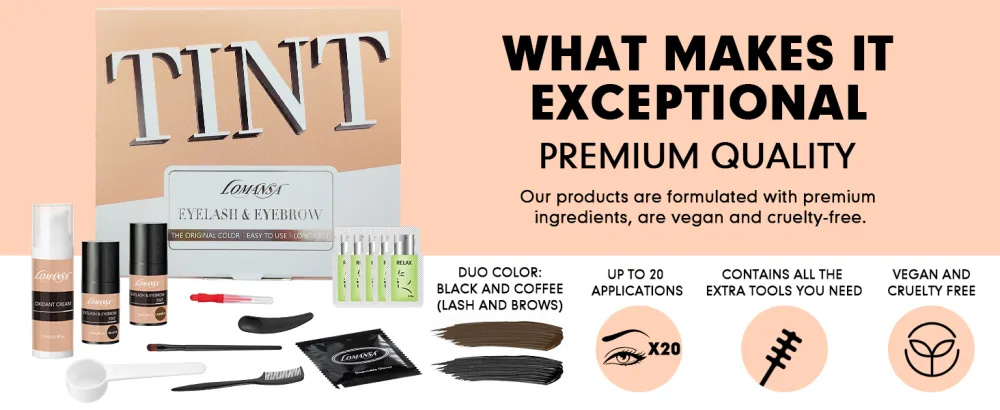 Lomansa Eyelash Color Kit Black Coffee  Instant Cream Hair Lashes Coloring  Salon Quality and Natural-Looking Effects with All Tools Black/Coffee - professional lash tint