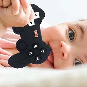 BIGSPINACH Teething Video Game Control Toy Teether Remote Control for Baby Black Black Game Teether&Black TV - Remote Controller Baby Teether