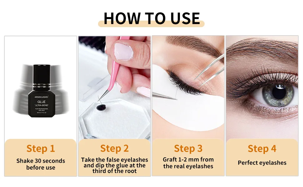 ARISON Pro Eyelash Extension Glue Extra Powerful Lash Glue 1 Sec Drying time 6-8 Weeks Retention Black Eyelash Adhesive Maximum Bonding Power for Semi-Permanent Extensions Professional Use Only Professional Extension Glu... - lash glue for professional