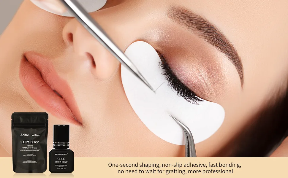 ARISON Pro Eyelash Extension Glue Extra Powerful Lash Glue 1 Sec Drying time 6-8 Weeks Retention Black Eyelash Adhesive Maximum Bonding Power for Semi-Permanent Extensions Professional Use Only Professional Extension Glu... - professional lash glue